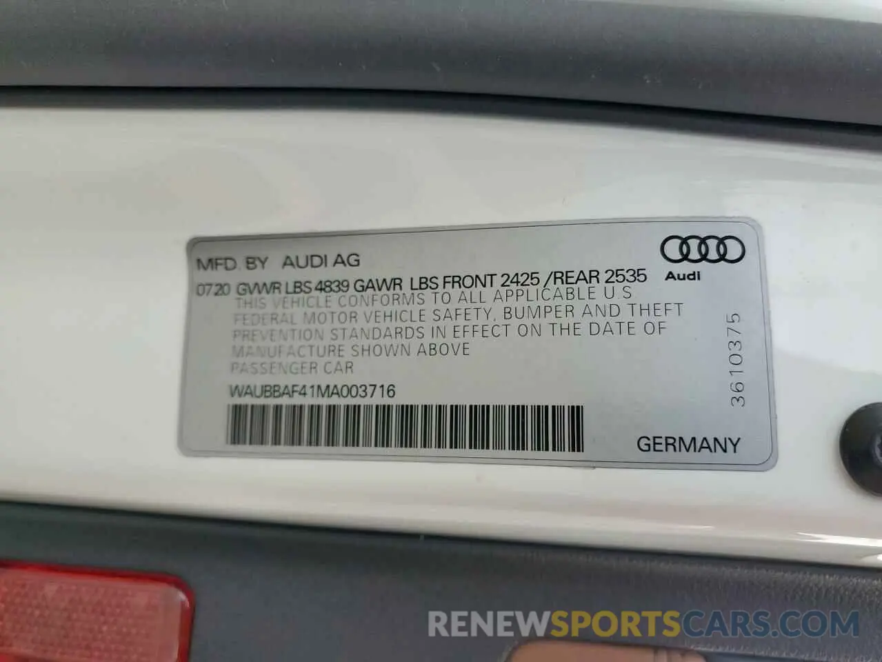 14 Фотография поврежденного автомобиля WAUBBAF41MA003716 AUDI A4 2021