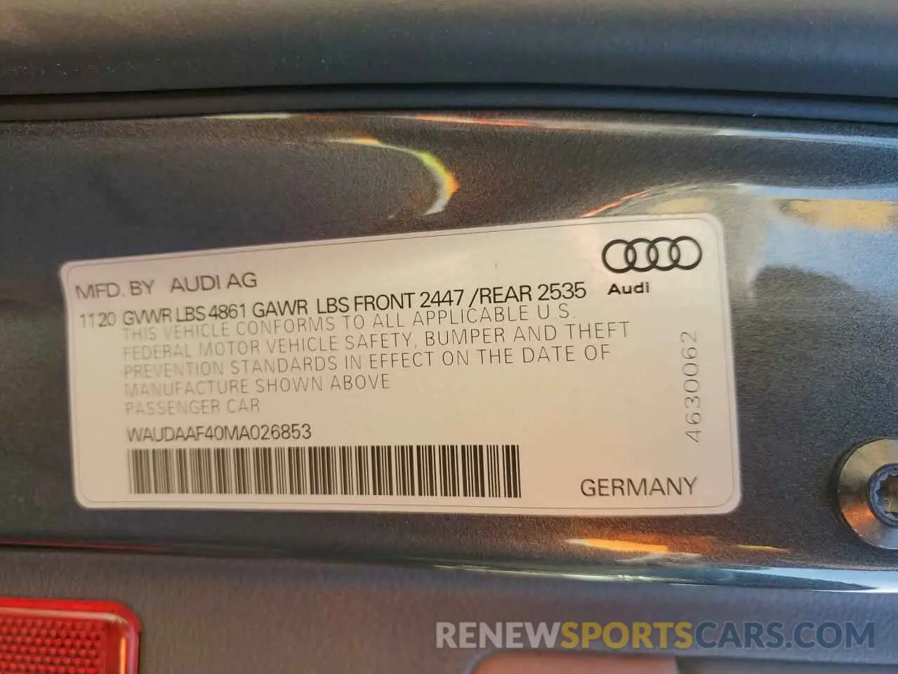 12 Фотография поврежденного автомобиля WAUDAAF40MA026853 AUDI A4 2021