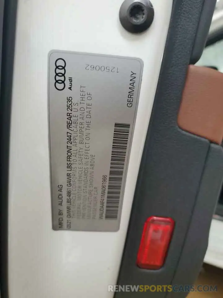 12 Фотография поврежденного автомобиля WAUDAAF41MA061966 AUDI A4 2021