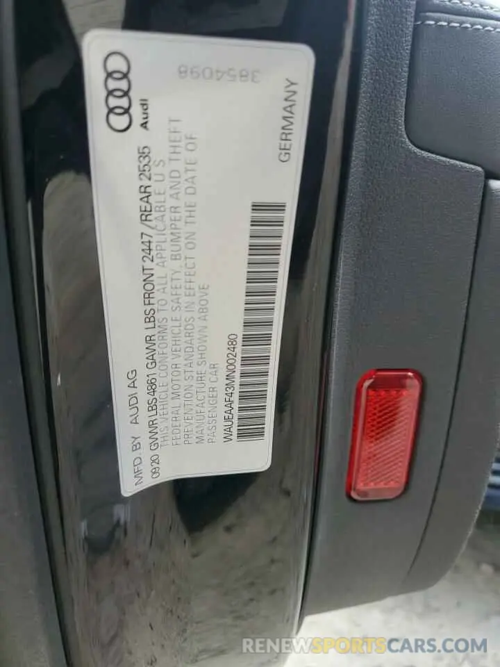 14 Photograph of a damaged car WAUEAAF43MN002480 AUDI A4 2021