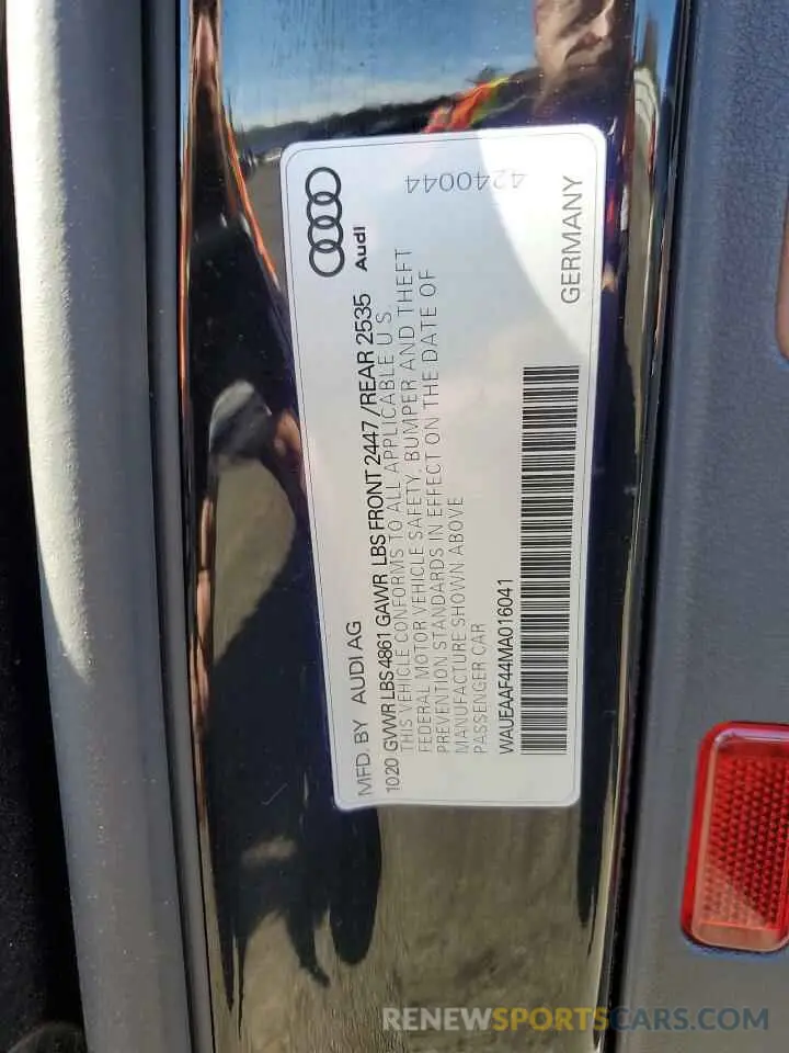 12 Photograph of a damaged car WAUEAAF44MA016041 AUDI A4 2021