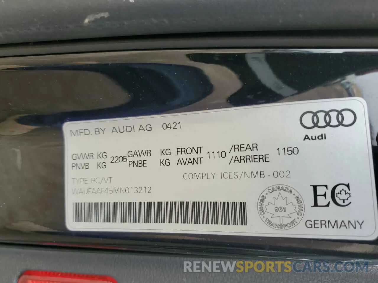13 Фотография поврежденного автомобиля WAUFAAF45MN013212 AUDI A4 2021