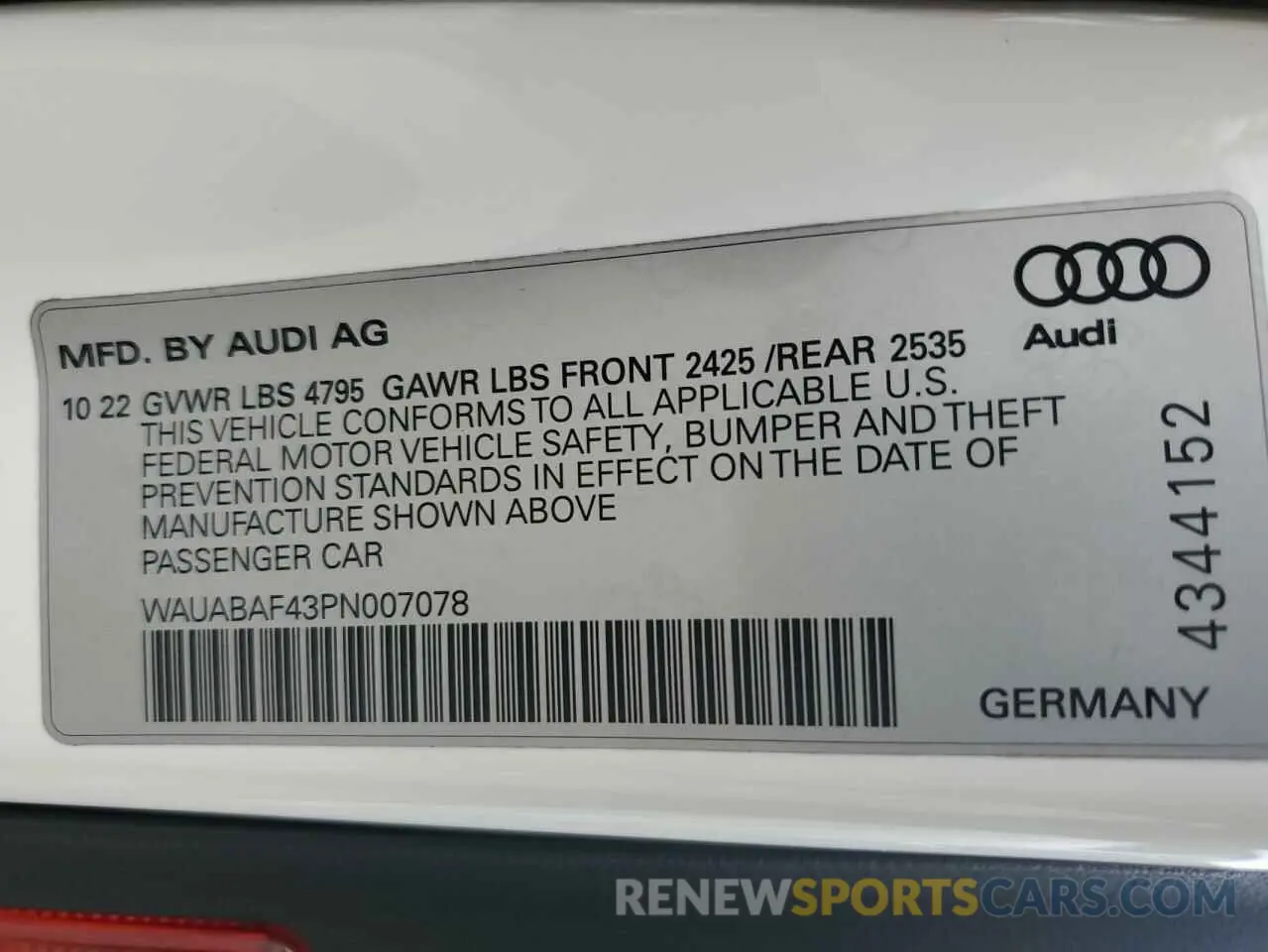 12 Фотография поврежденного автомобиля WAUABAF43PN007078 AUDI A4 2023