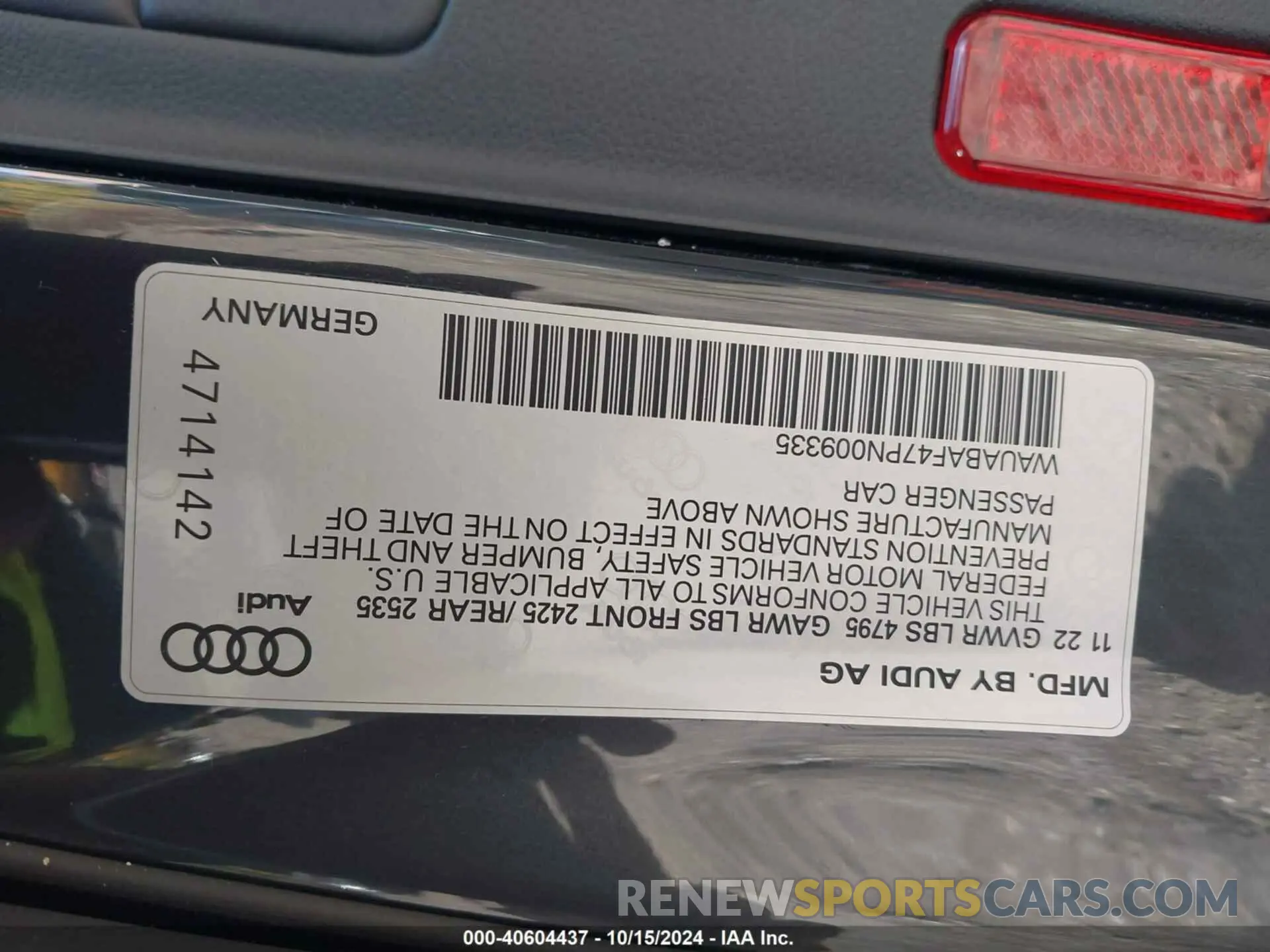 9 Photograph of a damaged car WAUABAF47PN009335 AUDI A4 2023