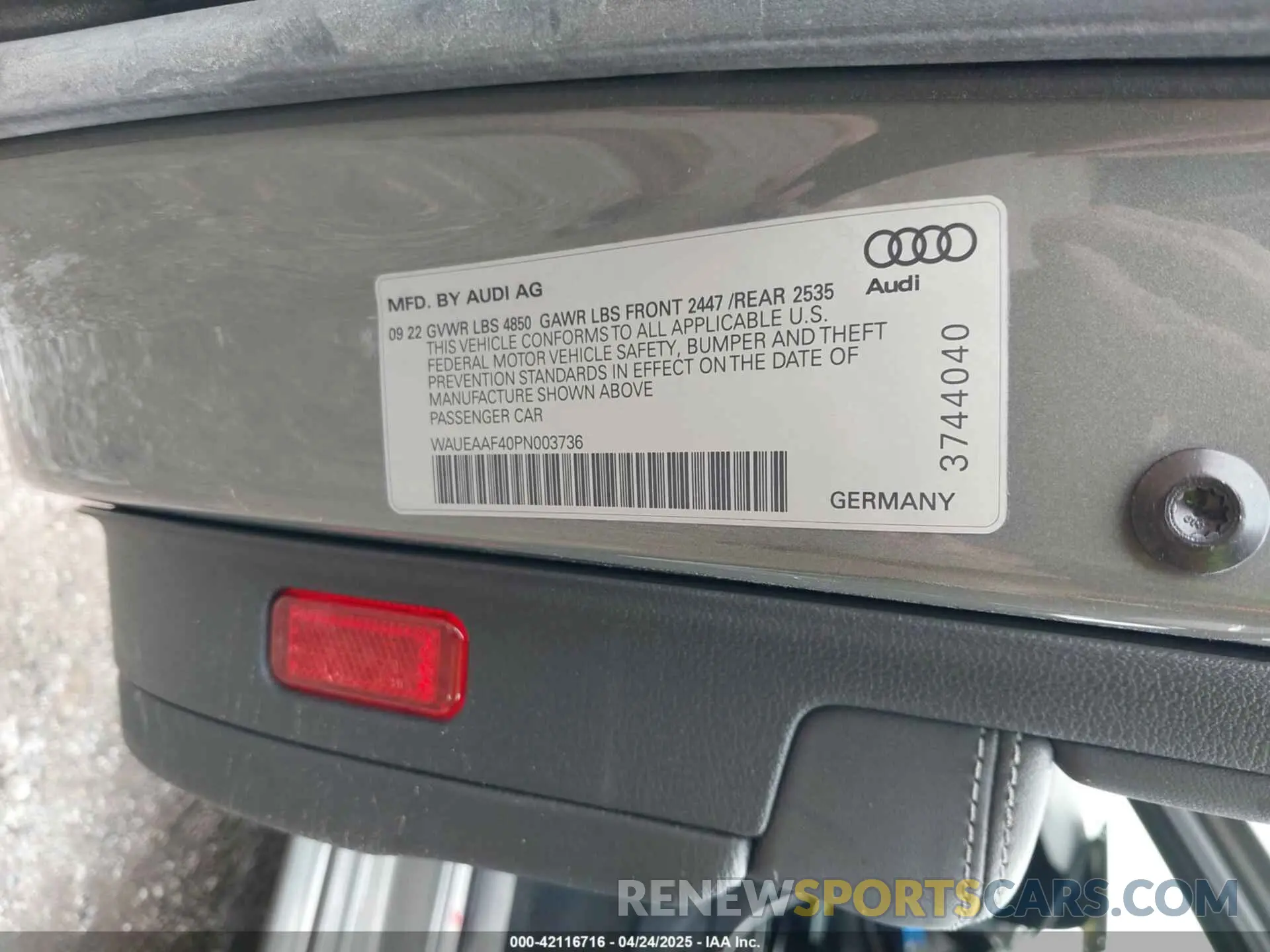 9 Photograph of a damaged car WAUEAAF40PN003736 AUDI A4 2023