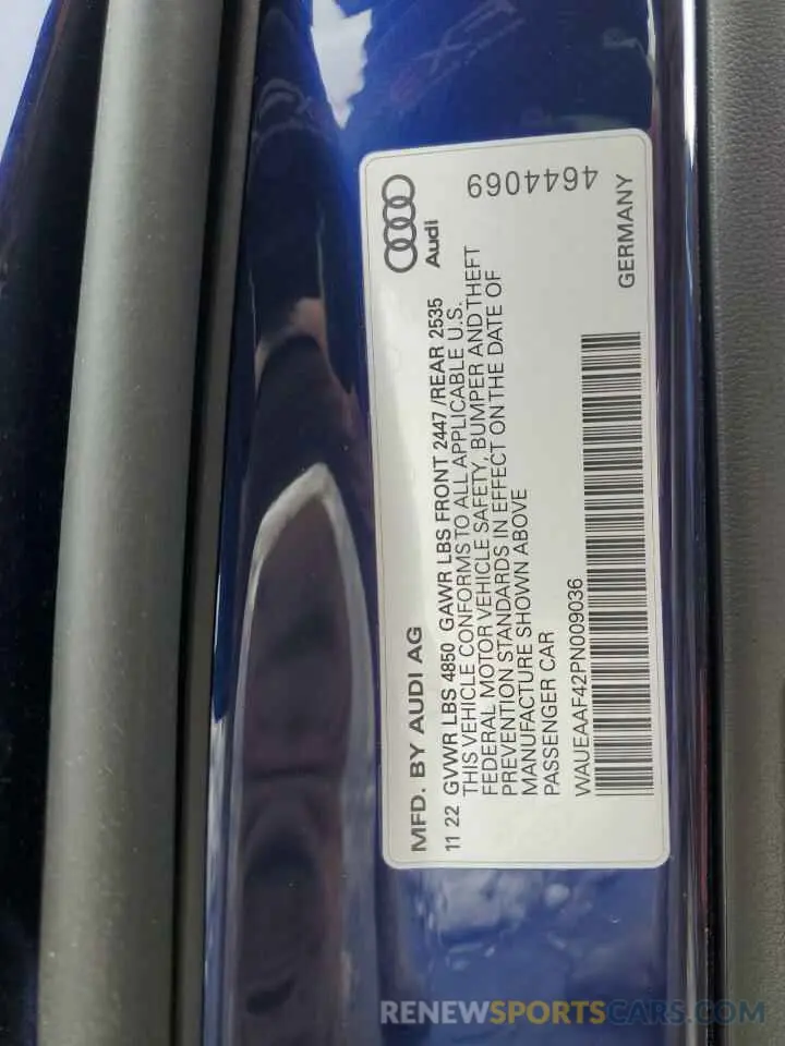 13 Фотография поврежденного автомобиля WAUEAAF42PN009036 AUDI A4 2023
