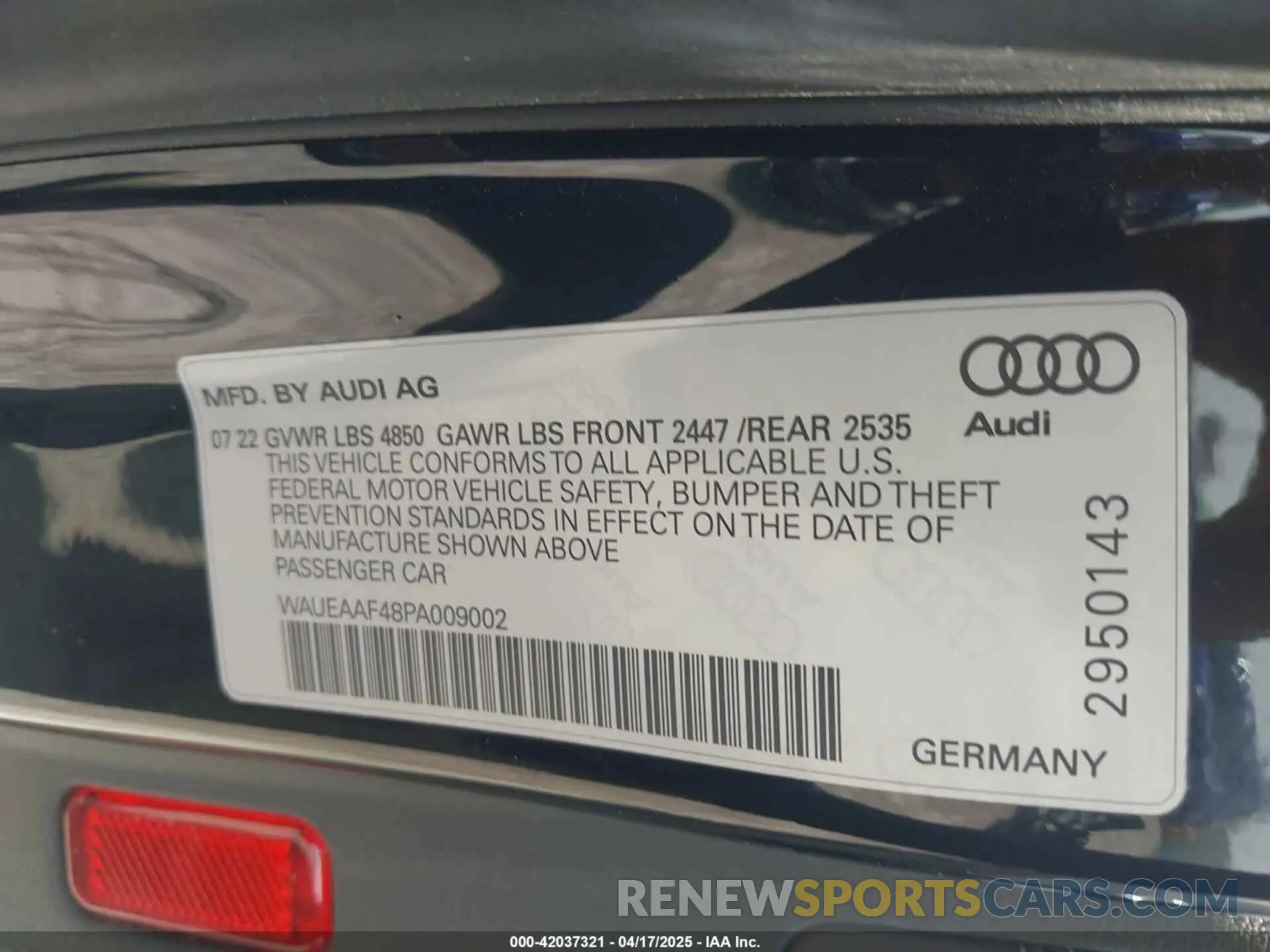 9 Фотография поврежденного автомобиля WAUEAAF48PA009002 AUDI A4 2023