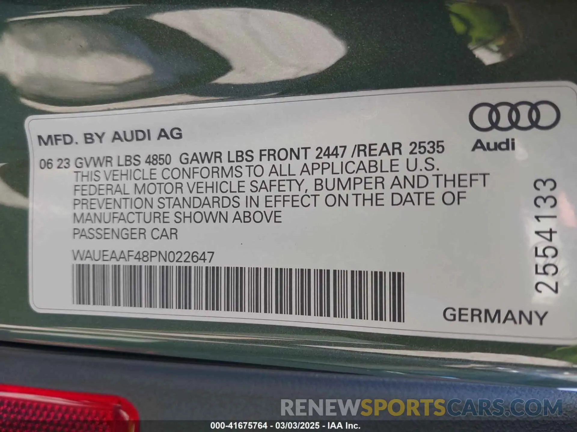 9 Фотография поврежденного автомобиля WAUEAAF48PN022647 AUDI A4 2023