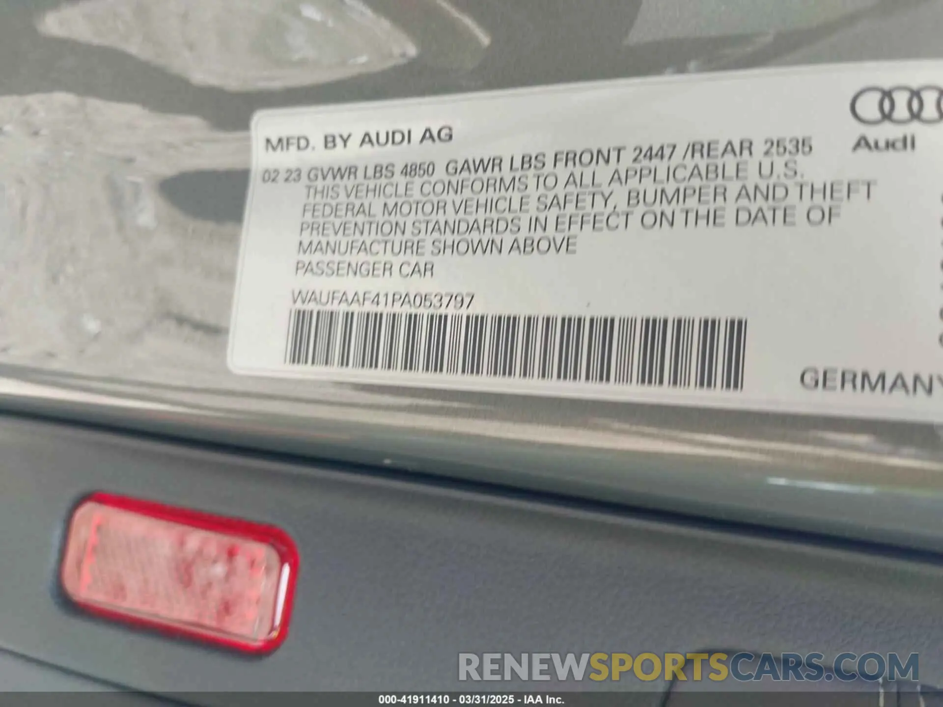 9 Photograph of a damaged car WAUFAAF41PA053797 AUDI A4 2023