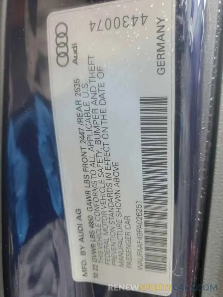 12 Фотография поврежденного автомобиля WAUFAAF49PA026251 AUDI A4 2023