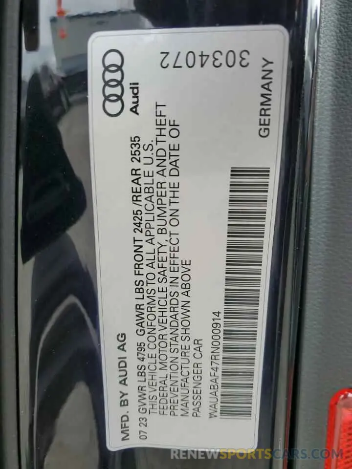 12 Фотография поврежденного автомобиля WAUABAF47RN000914 AUDI A4 2024
