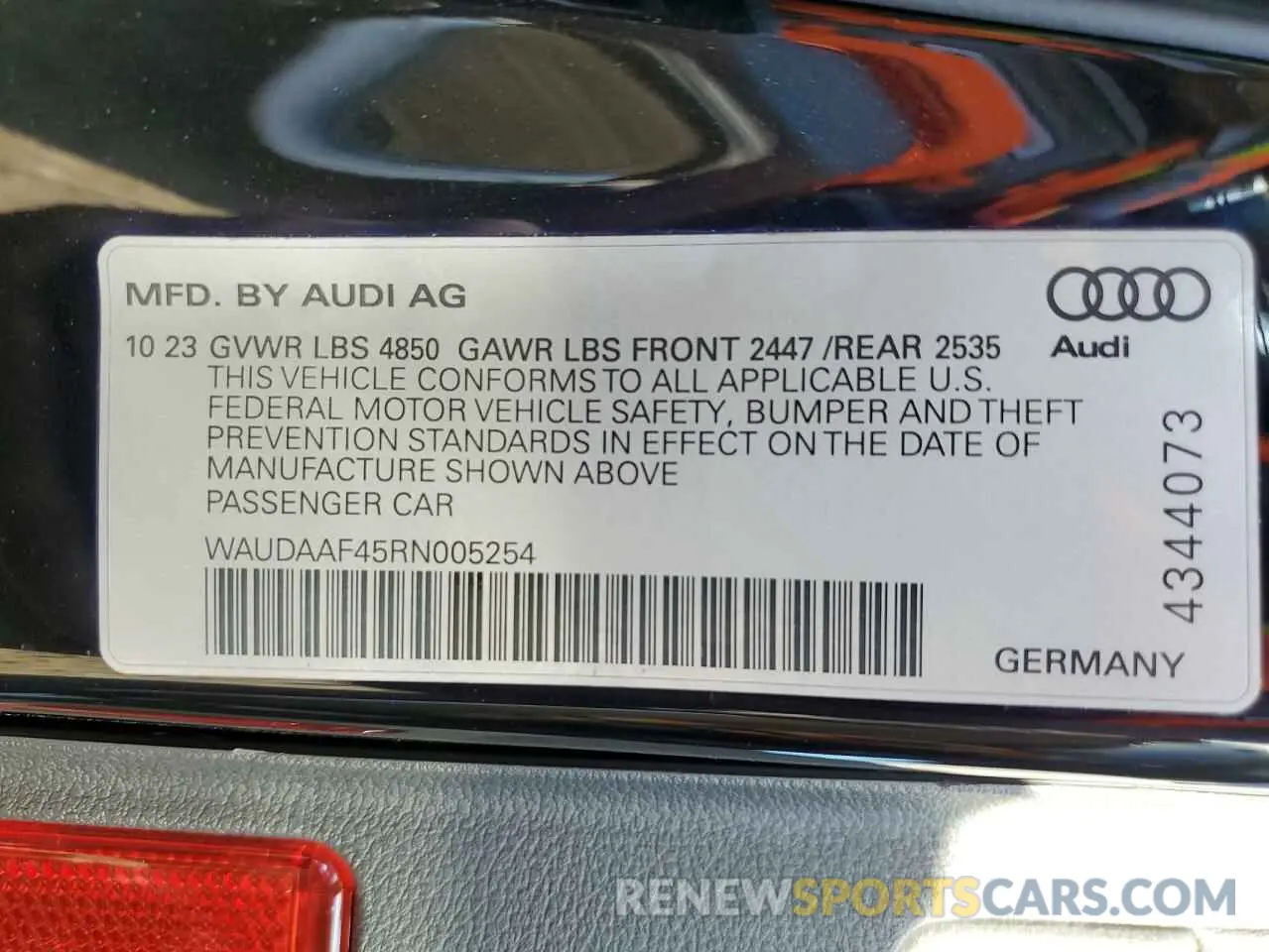 12 Photograph of a damaged car WAUDAAF45RN005254 AUDI A4 2024