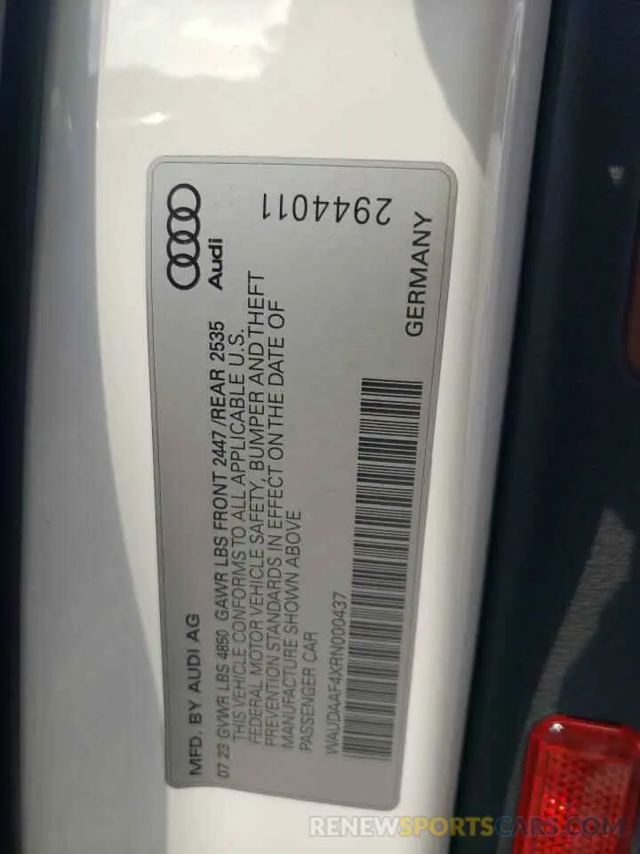 13 Фотография поврежденного автомобиля WAUDAAF4XRN000437 AUDI A4 2024