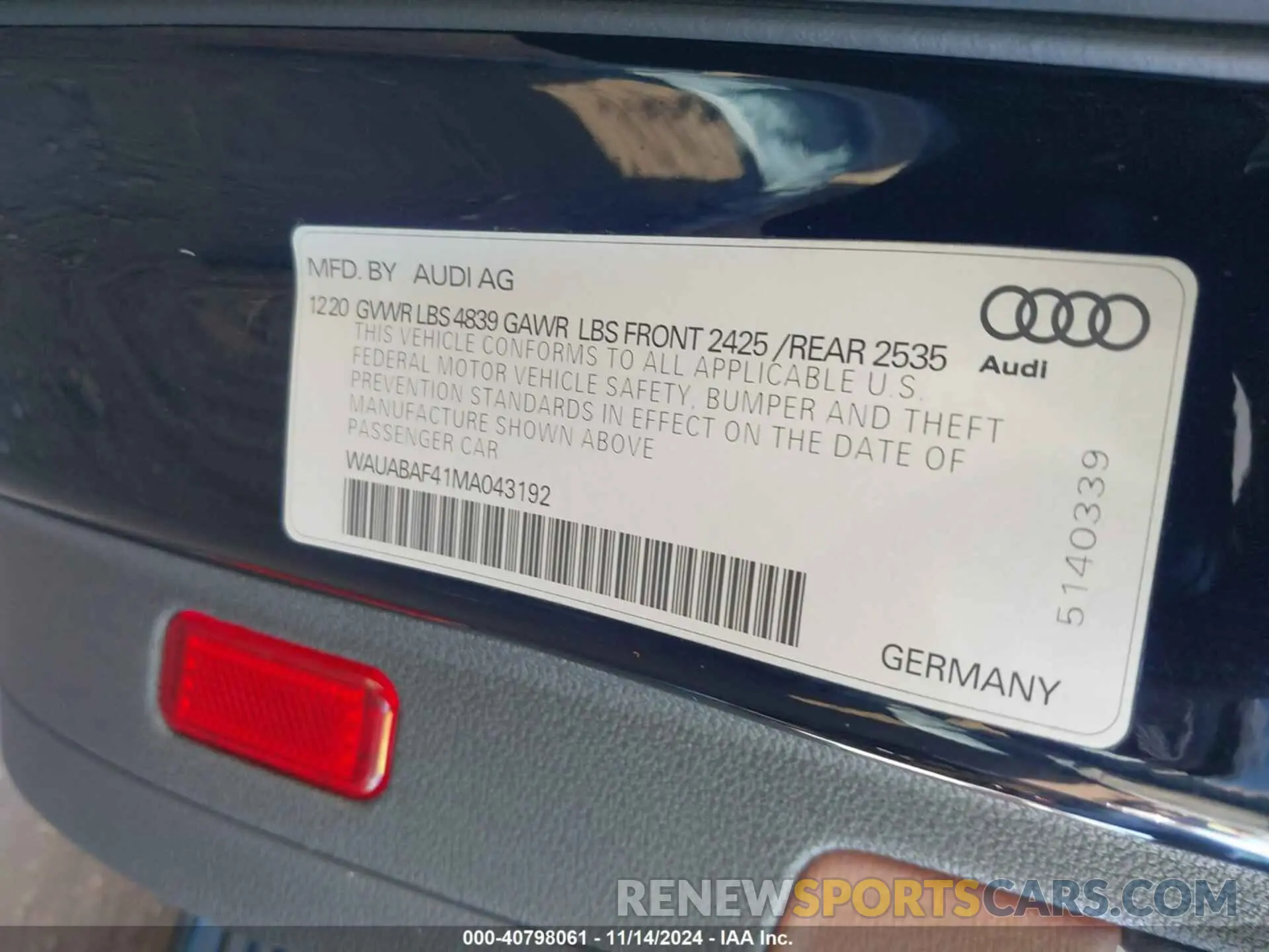 9 Photograph of a damaged car WAUABAF41MA043192 AUDI A4 SEDAN 2021