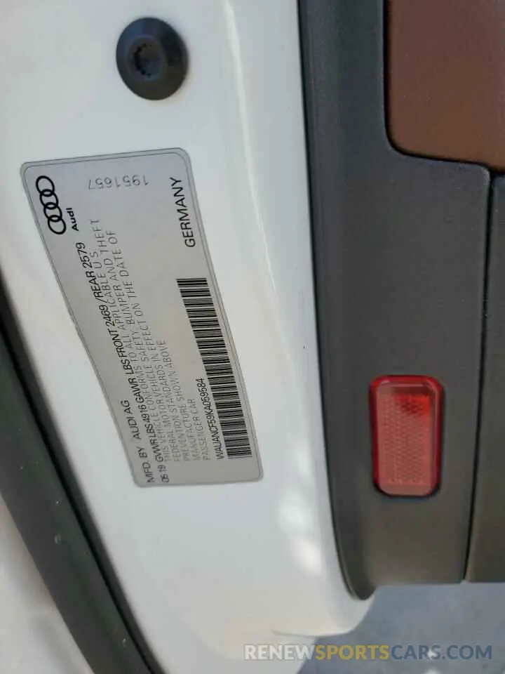 12 Photograph of a damaged car WAUANCF59KA059584 AUDI A5 2019