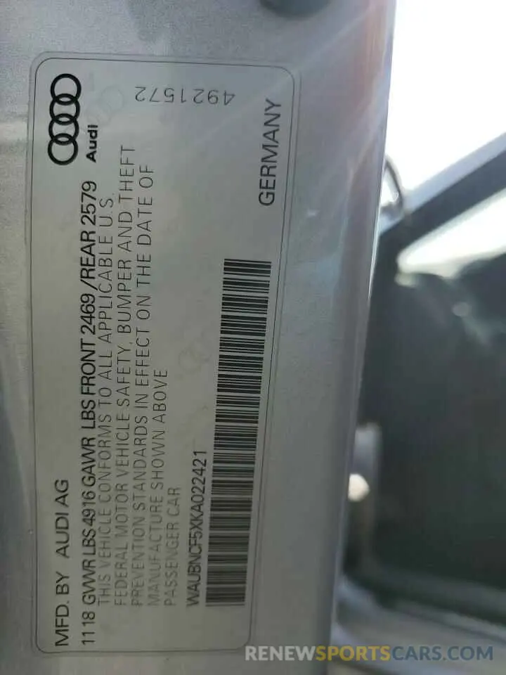 13 Photograph of a damaged car WAUBNCF5XKA022421 AUDI A5 2019