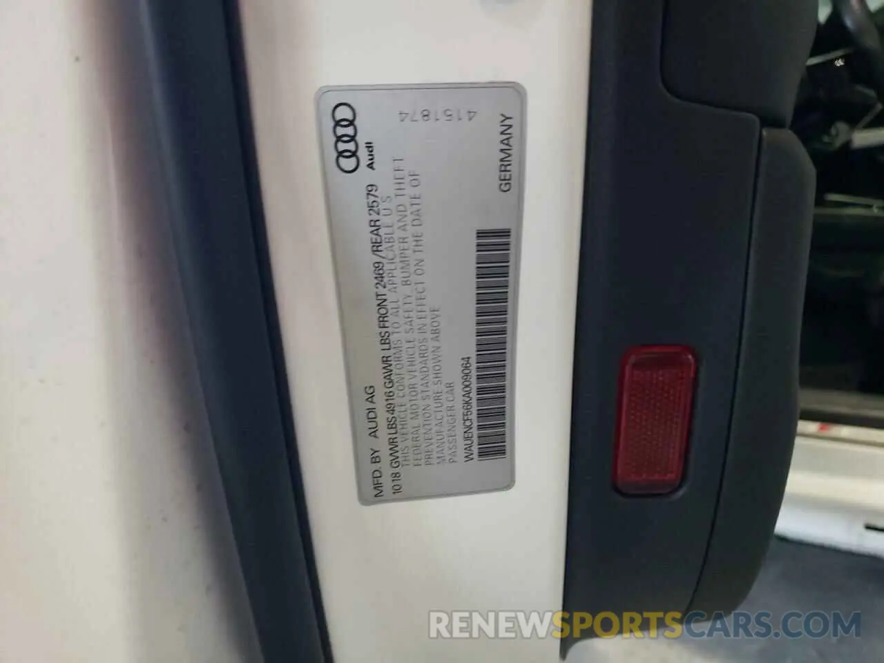 12 Photograph of a damaged car WAUENCF56KA009064 AUDI A5 2019