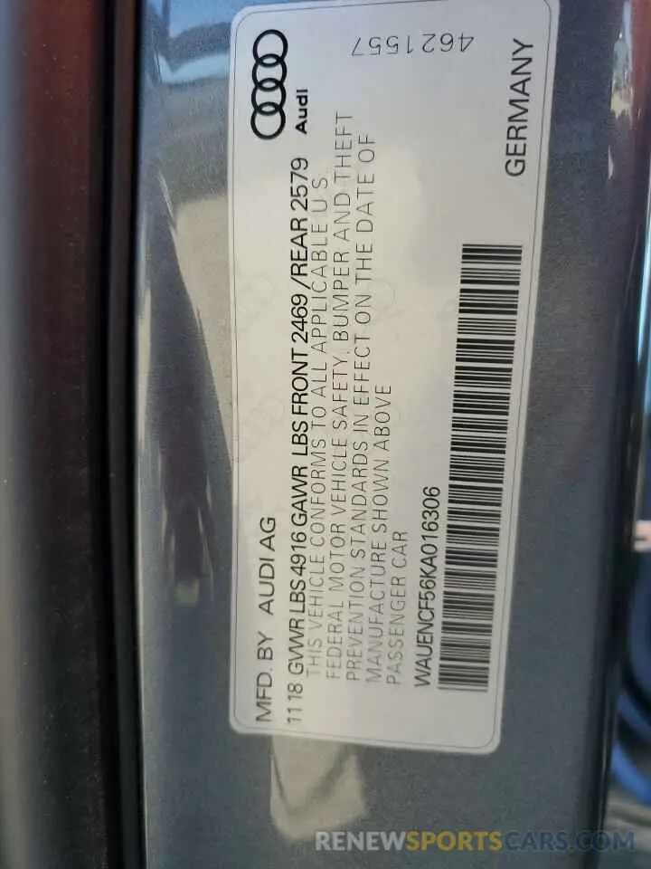 12 Фотография поврежденного автомобиля WAUENCF56KA016306 AUDI A5 2019