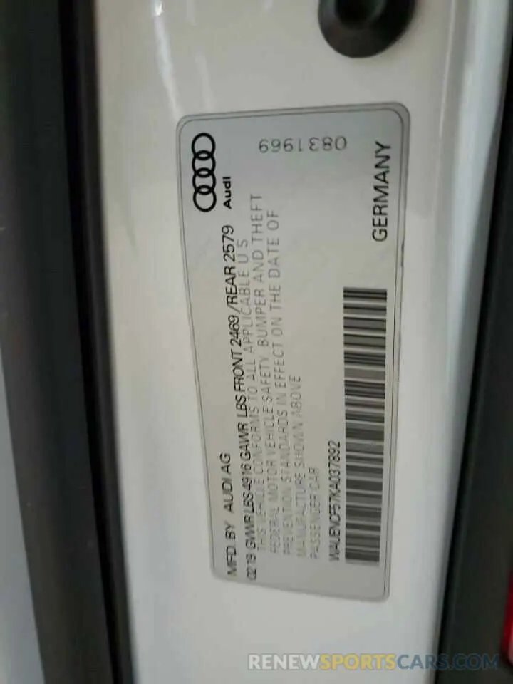 13 Фотография поврежденного автомобиля WAUENCF57KA037892 AUDI A5 2019