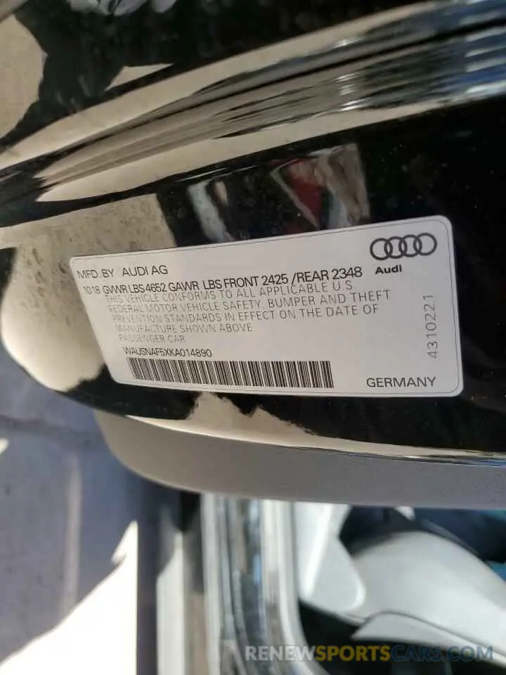 12 Фотография поврежденного автомобиля WAUSNAF5XKA014890 AUDI A5 2019