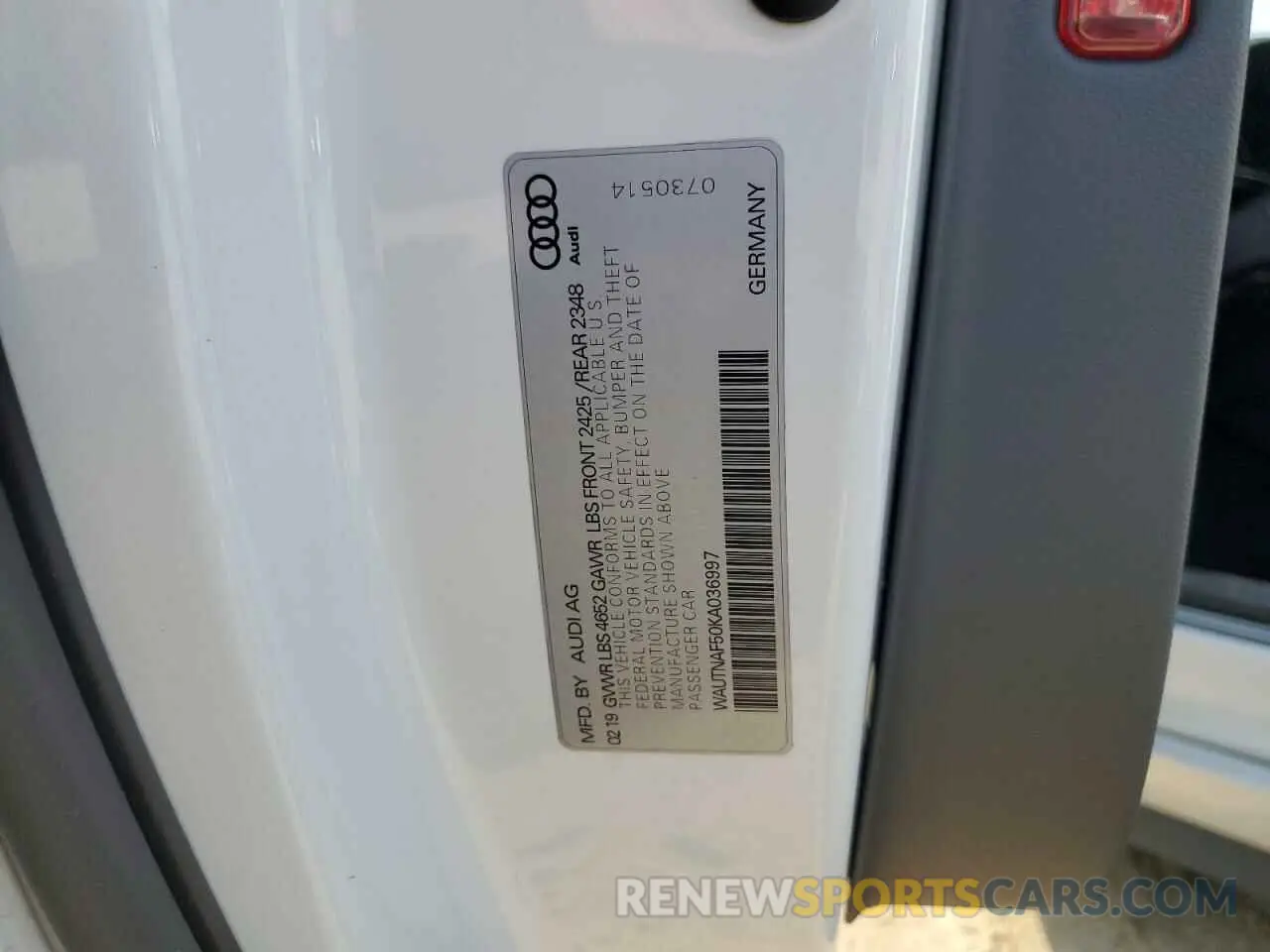 12 Фотография поврежденного автомобиля WAUTNAF50KA036997 AUDI A5 2019