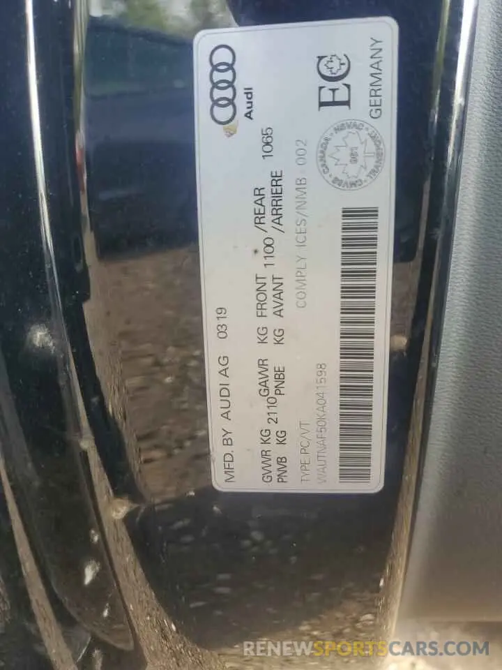 13 Photograph of a damaged car WAUTNAF50KA041598 AUDI A5 2019