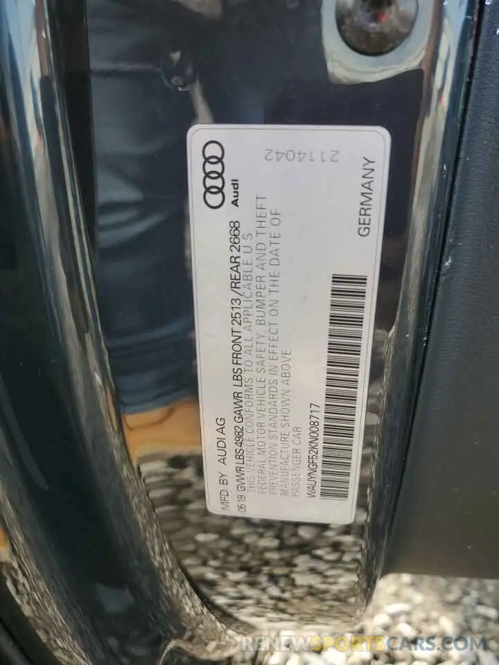 12 Photograph of a damaged car WAUYNGF52KN008717 AUDI A5 2019