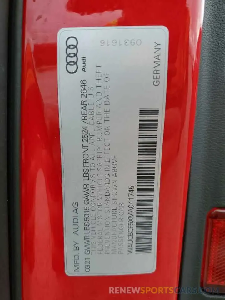 14 Photograph of a damaged car WAUCBCF5XMA041745 AUDI A5 2021