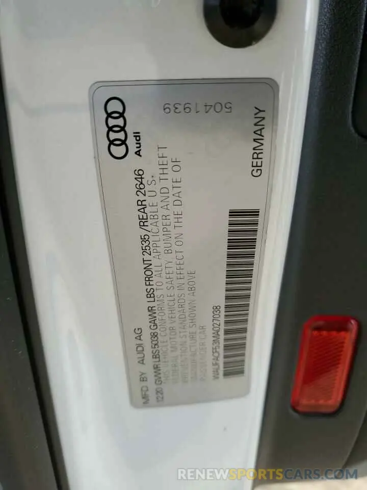 14 Фотография поврежденного автомобиля WAUFACF53MA027038 AUDI A5 2021