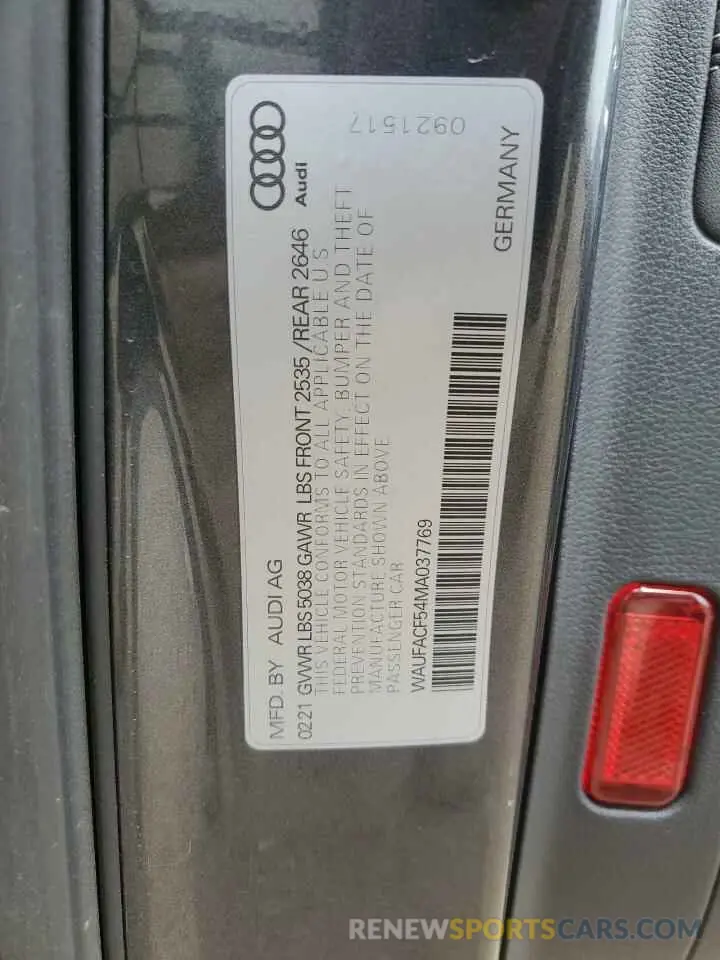 12 Photograph of a damaged car WAUFACF54MA037769 AUDI A5 2021