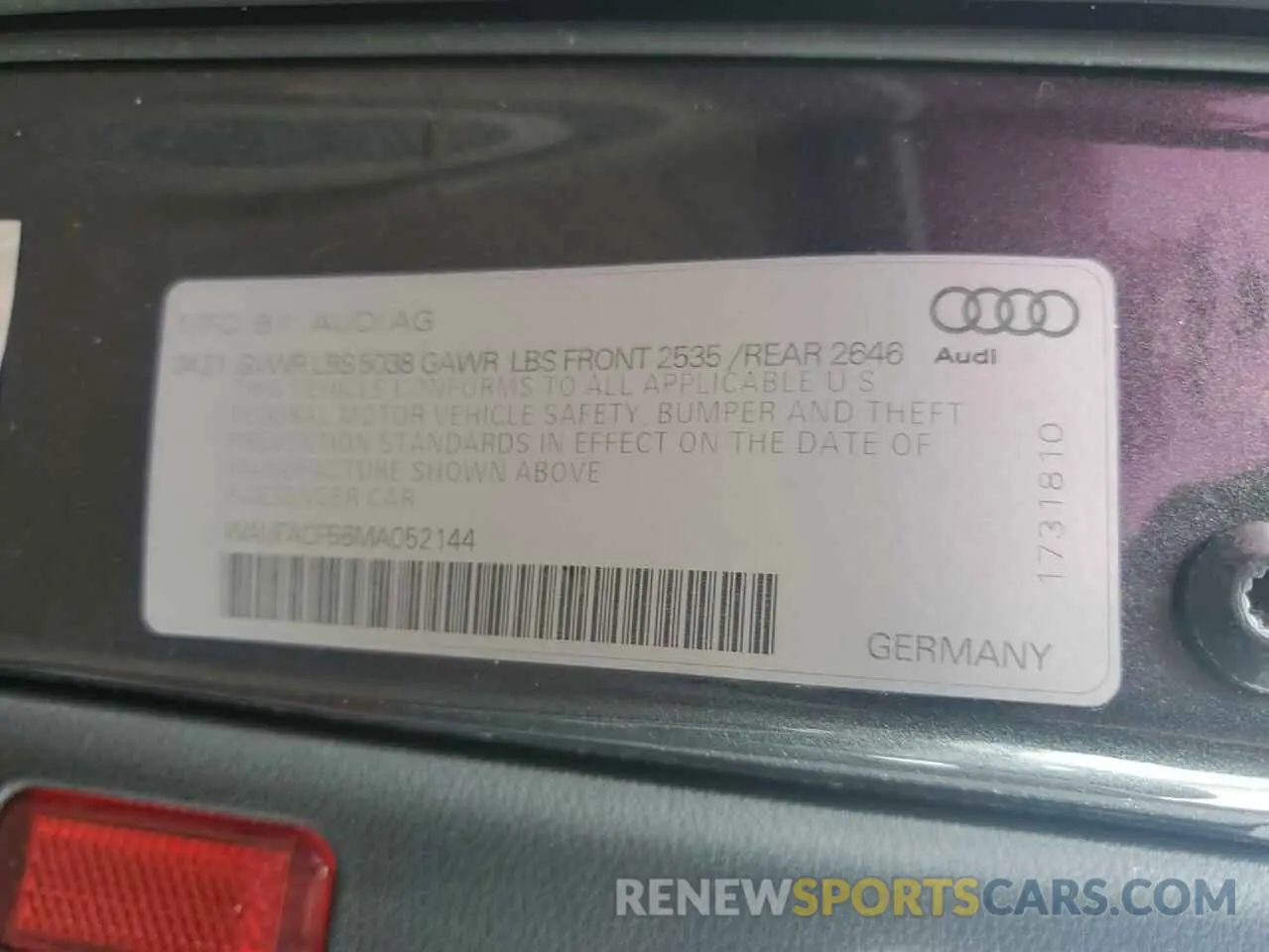 13 Photograph of a damaged car WAUFACF56MA052144 AUDI A5 2021