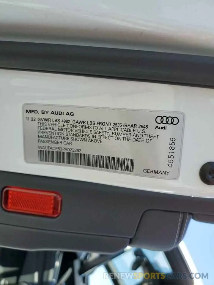 12 Фотография поврежденного автомобиля WAUFACF53PA023382 AUDI A5 2023