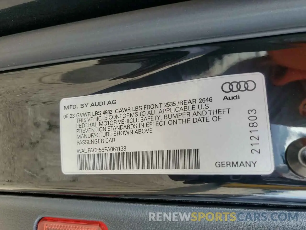 12 Photograph of a damaged car WAUFACF56PA061138 AUDI A5 2023