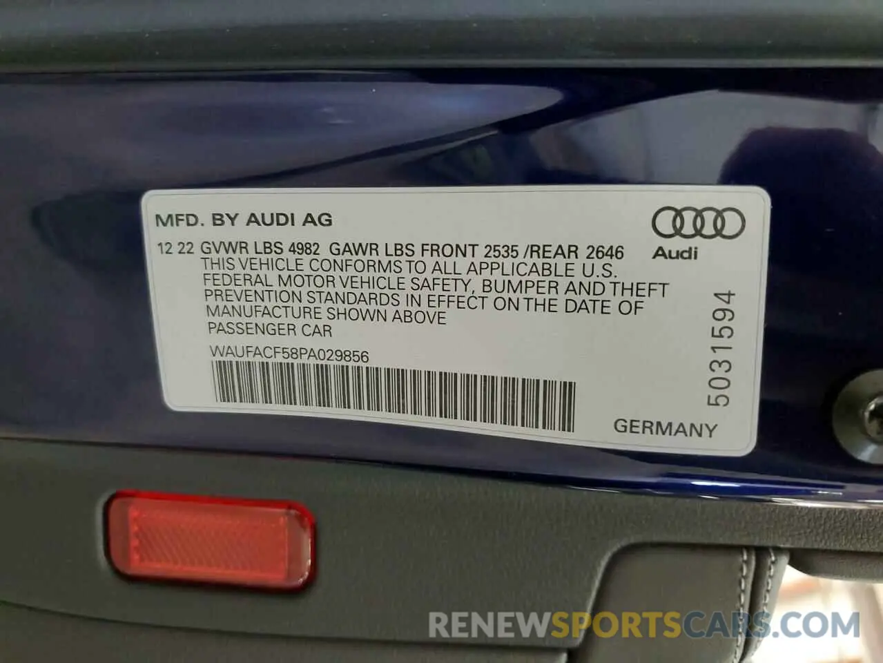 12 Фотография поврежденного автомобиля WAUFACF58PA029856 AUDI A5 2023