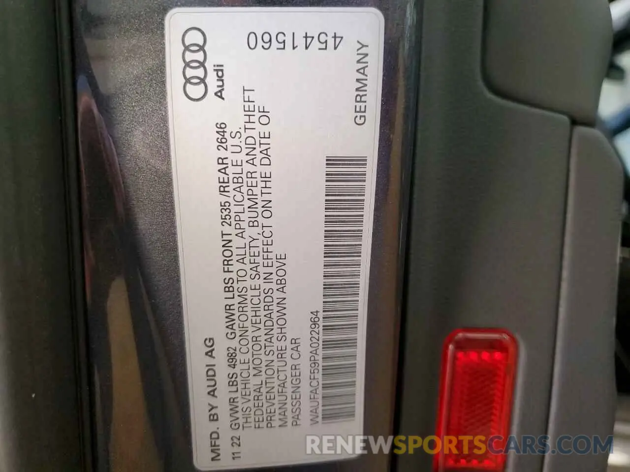 14 Фотография поврежденного автомобиля WAUFACF59PA022964 AUDI A5 2023