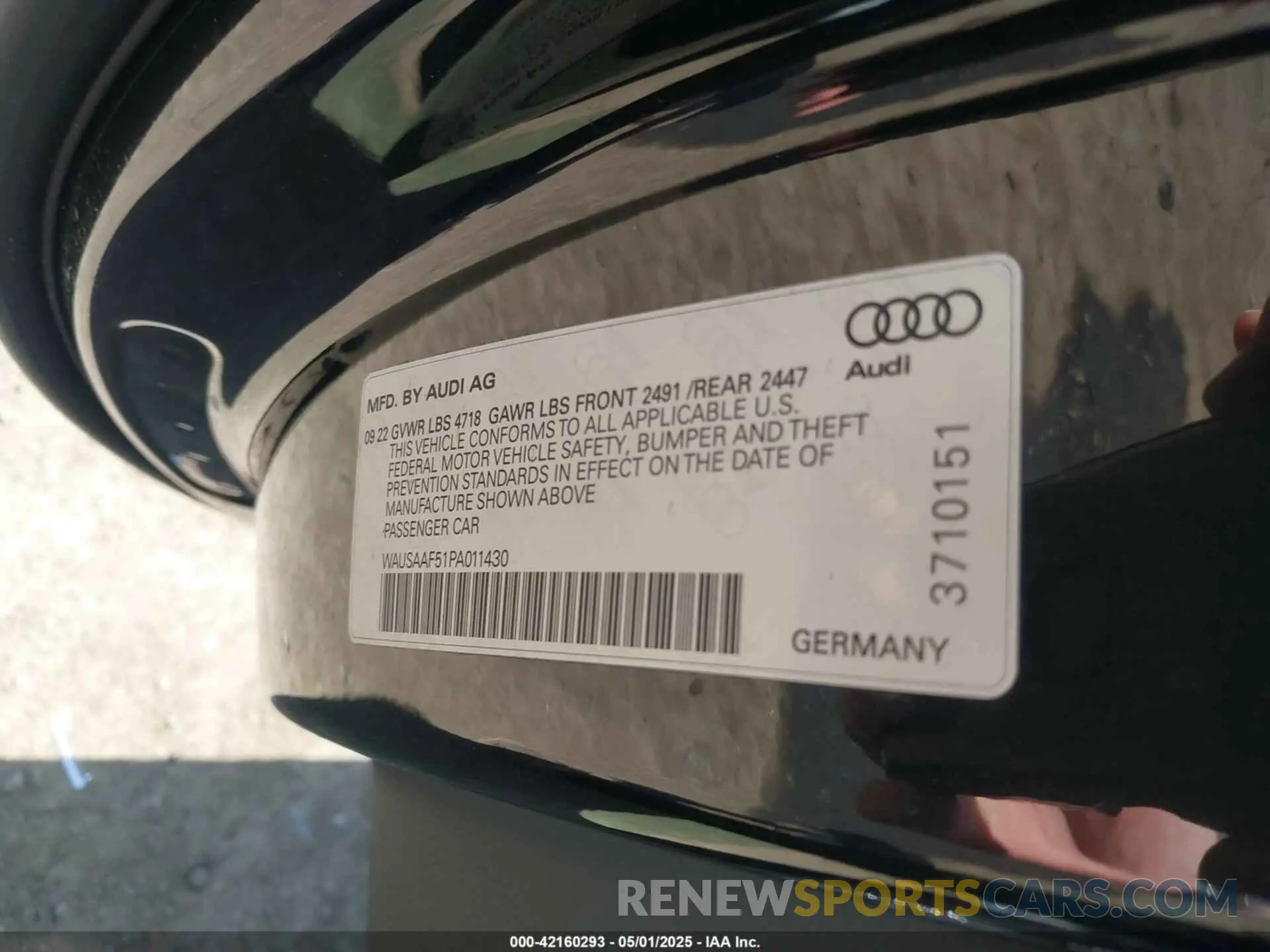 9 Photograph of a damaged car WAUSAAF51PA011430 AUDI A5 2023
