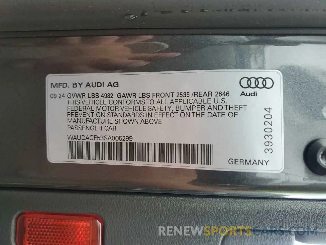 12 Фотография поврежденного автомобиля WAUDACF53SA005299 AUDI A5 2025