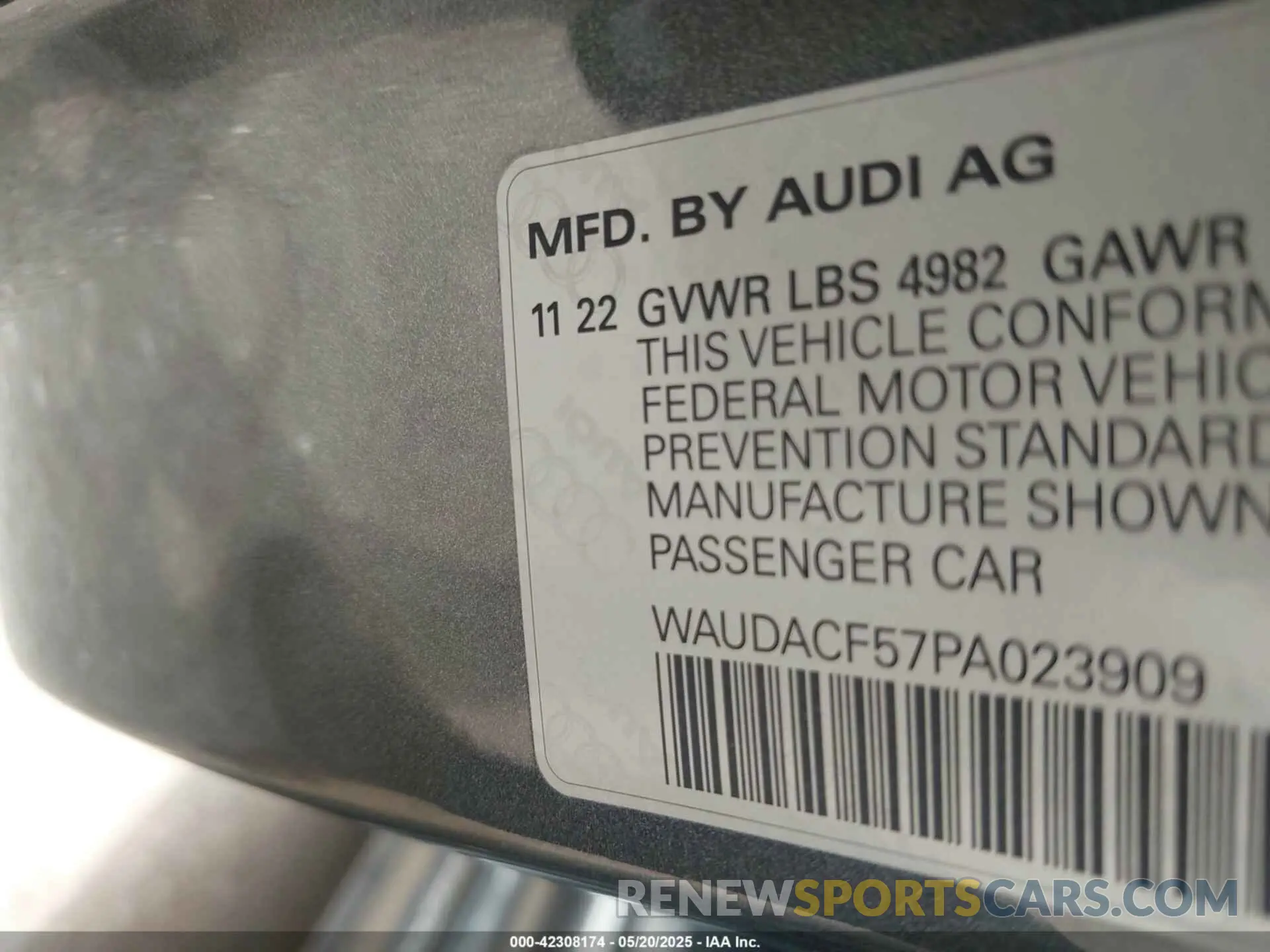 9 Photograph of a damaged car WAUDACF57PA023909 AUDI A5 SPORTBACK 2023