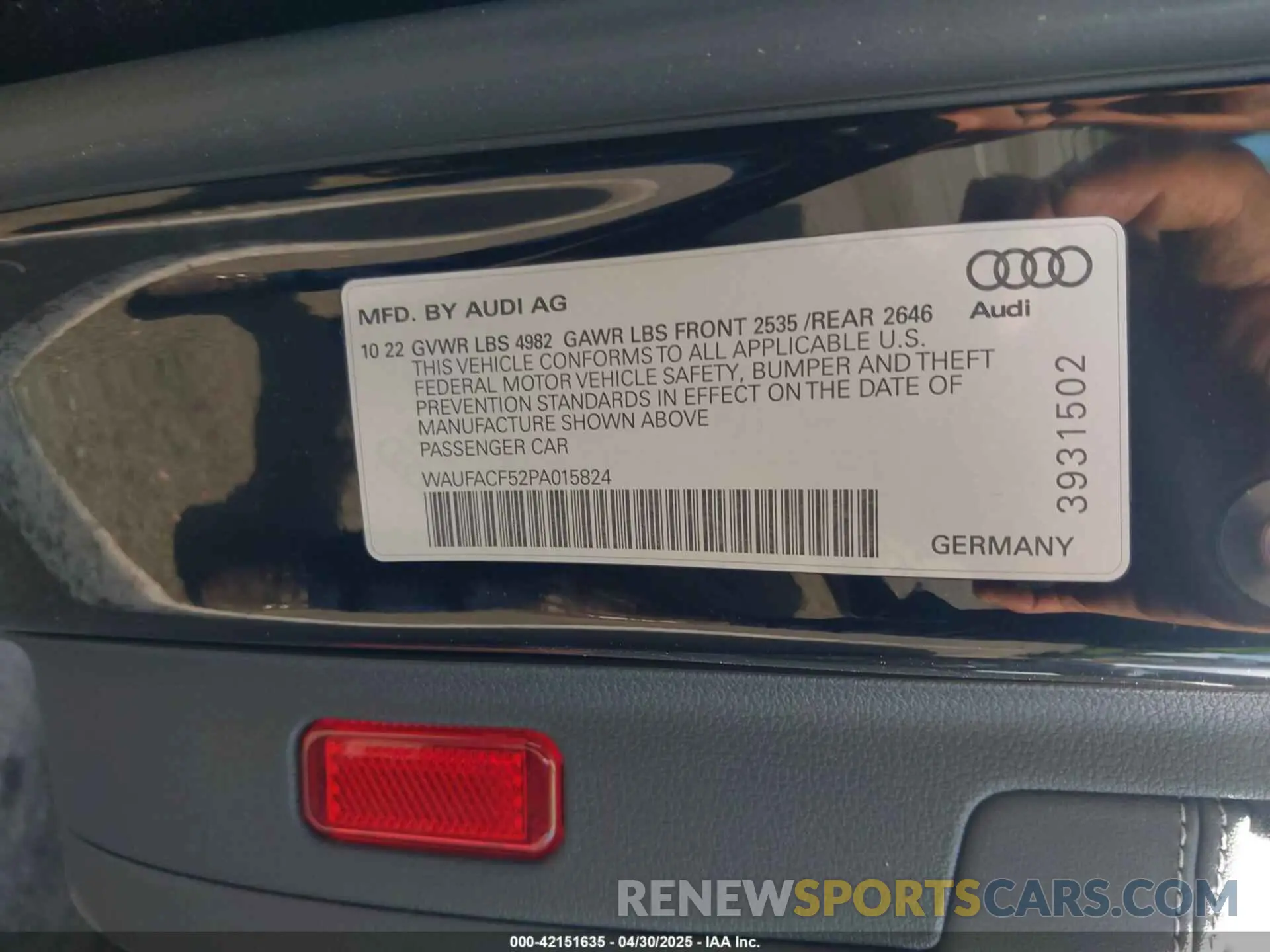 9 Photograph of a damaged car WAUFACF52PA015824 AUDI A5 SPORTBACK 2023
