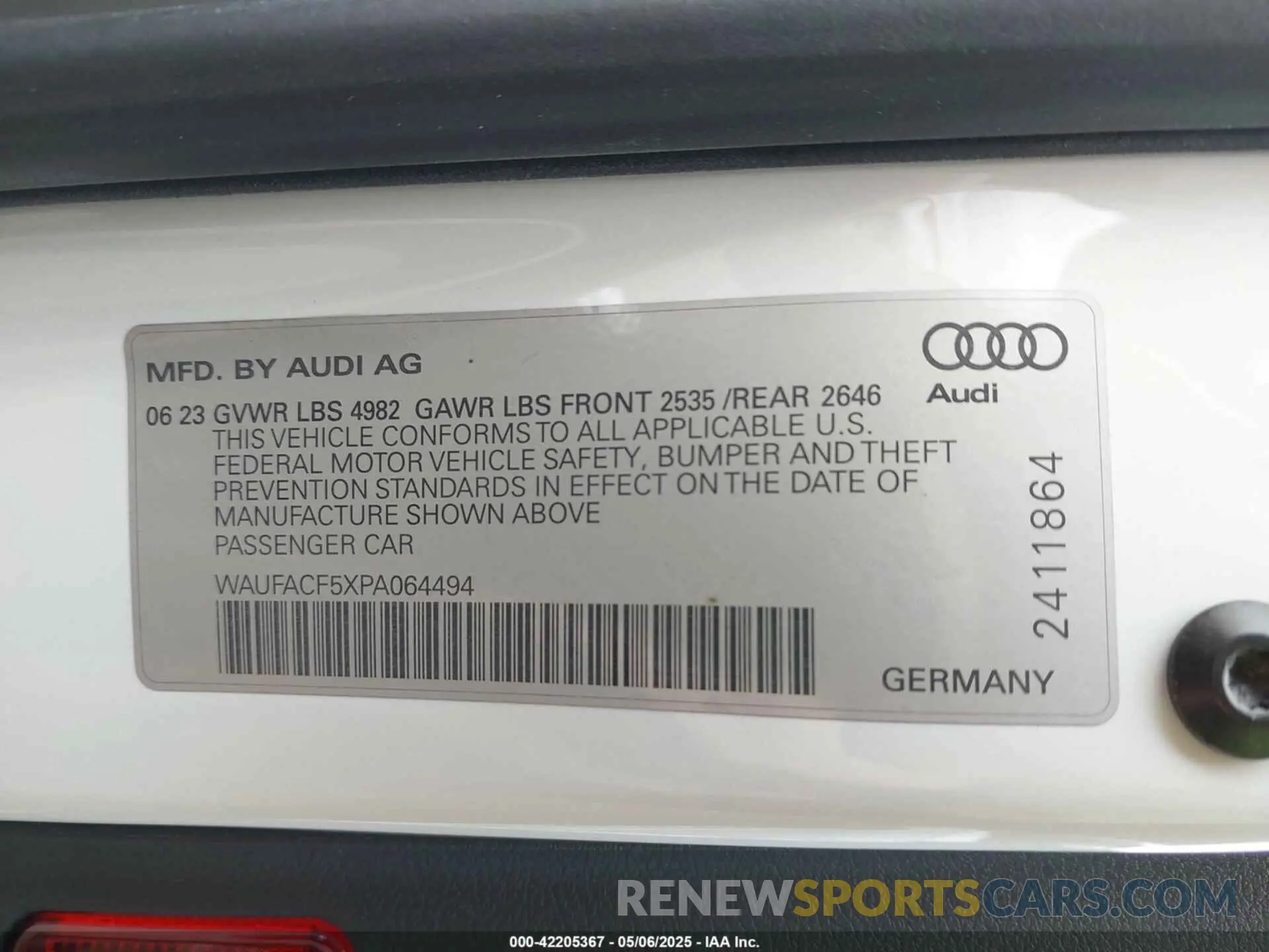 9 Photograph of a damaged car WAUFACF5XPA064494 AUDI A5 SPORTBACK 2023