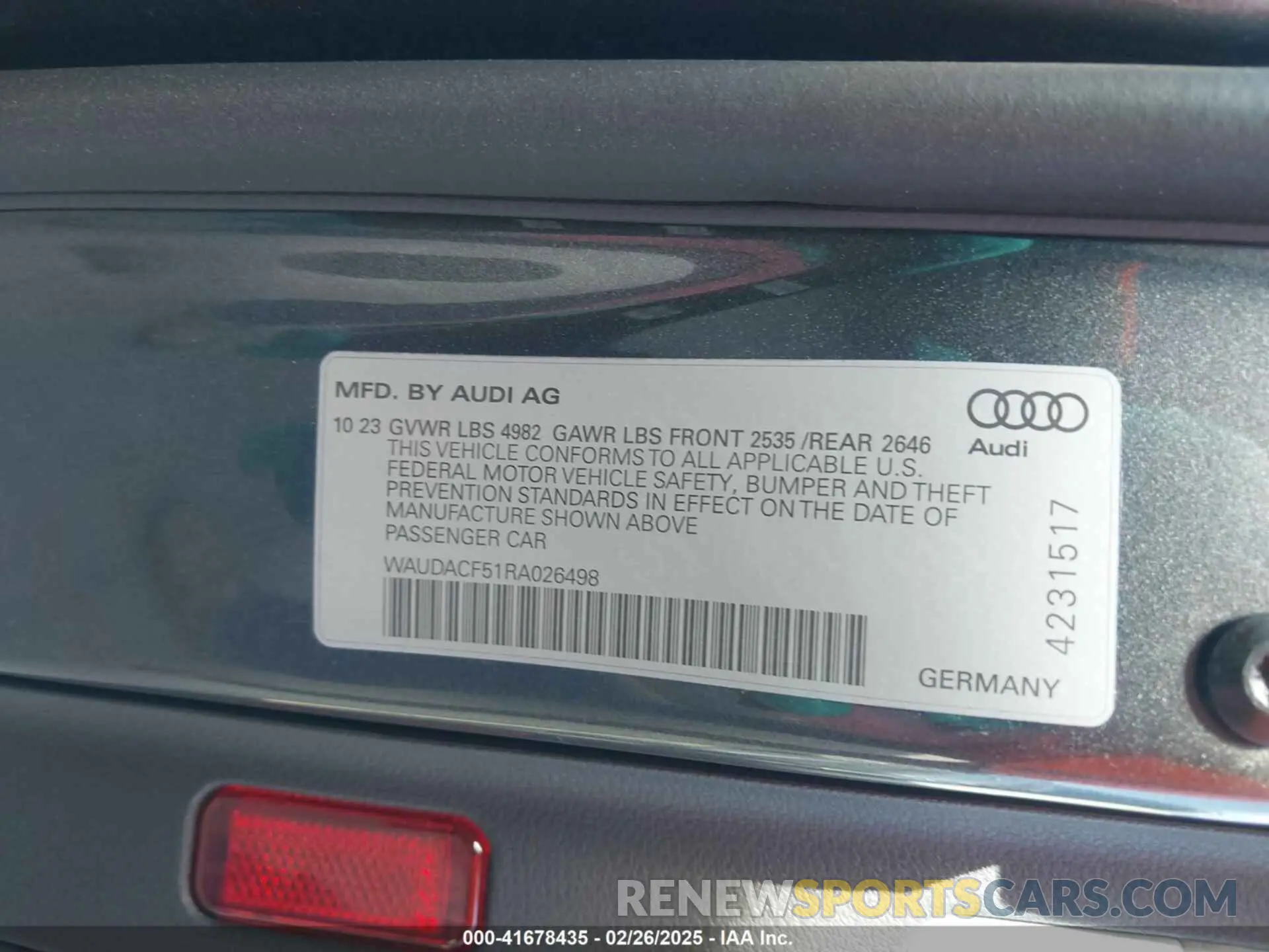 9 Фотография поврежденного автомобиля WAUDACF51RA026498 AUDI A5 SPORTBACK 2024