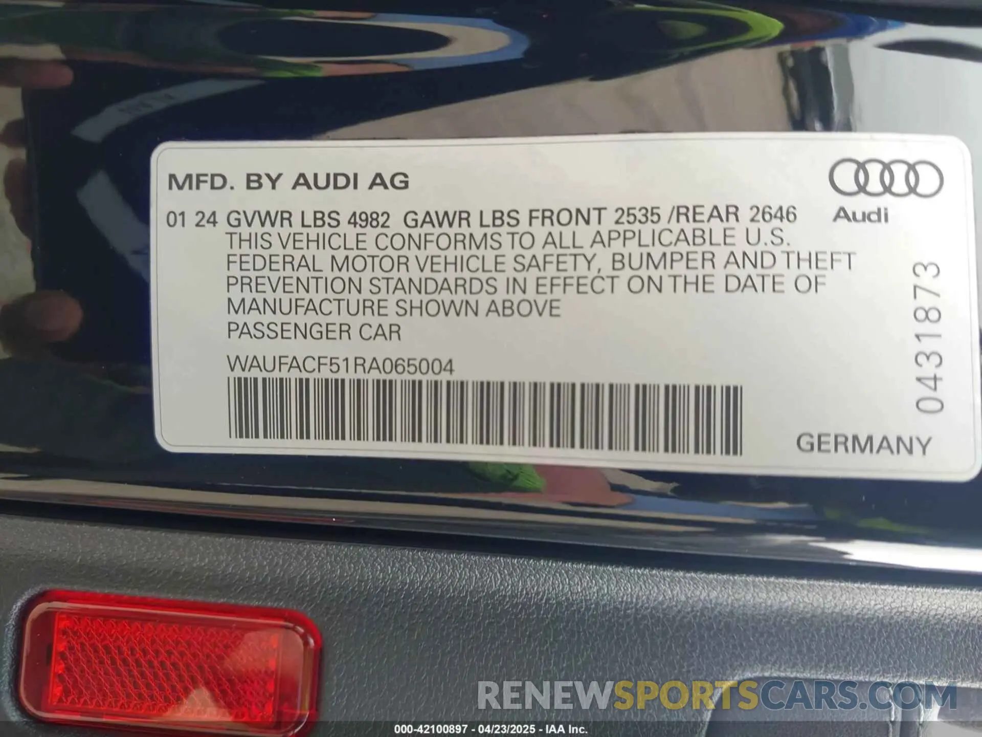 9 Photograph of a damaged car WAUFACF51RA065004 AUDI A5 SPORTBACK 2024