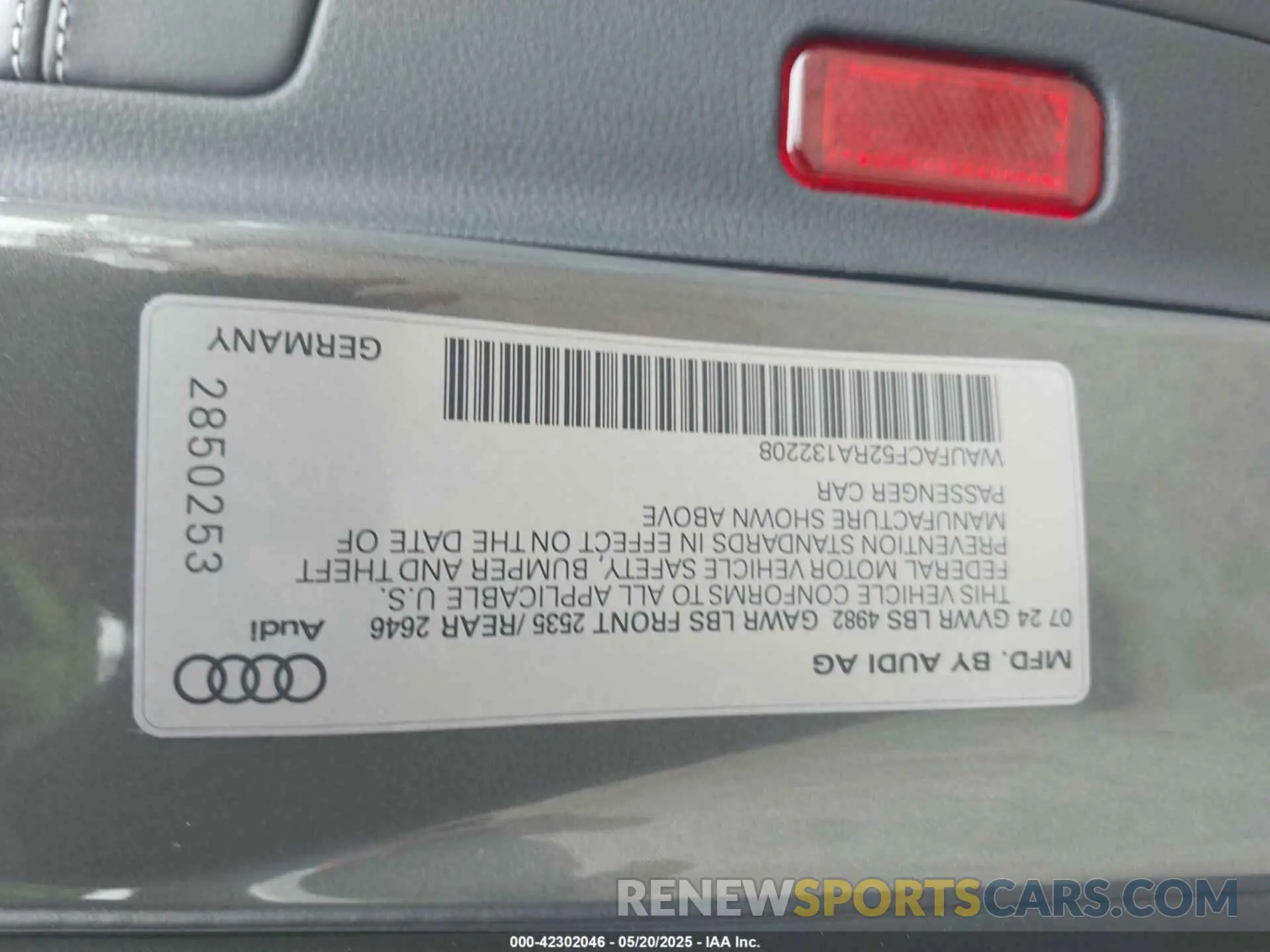 9 Photograph of a damaged car WAUFACF52RA132208 AUDI A5 SPORTBACK 2024