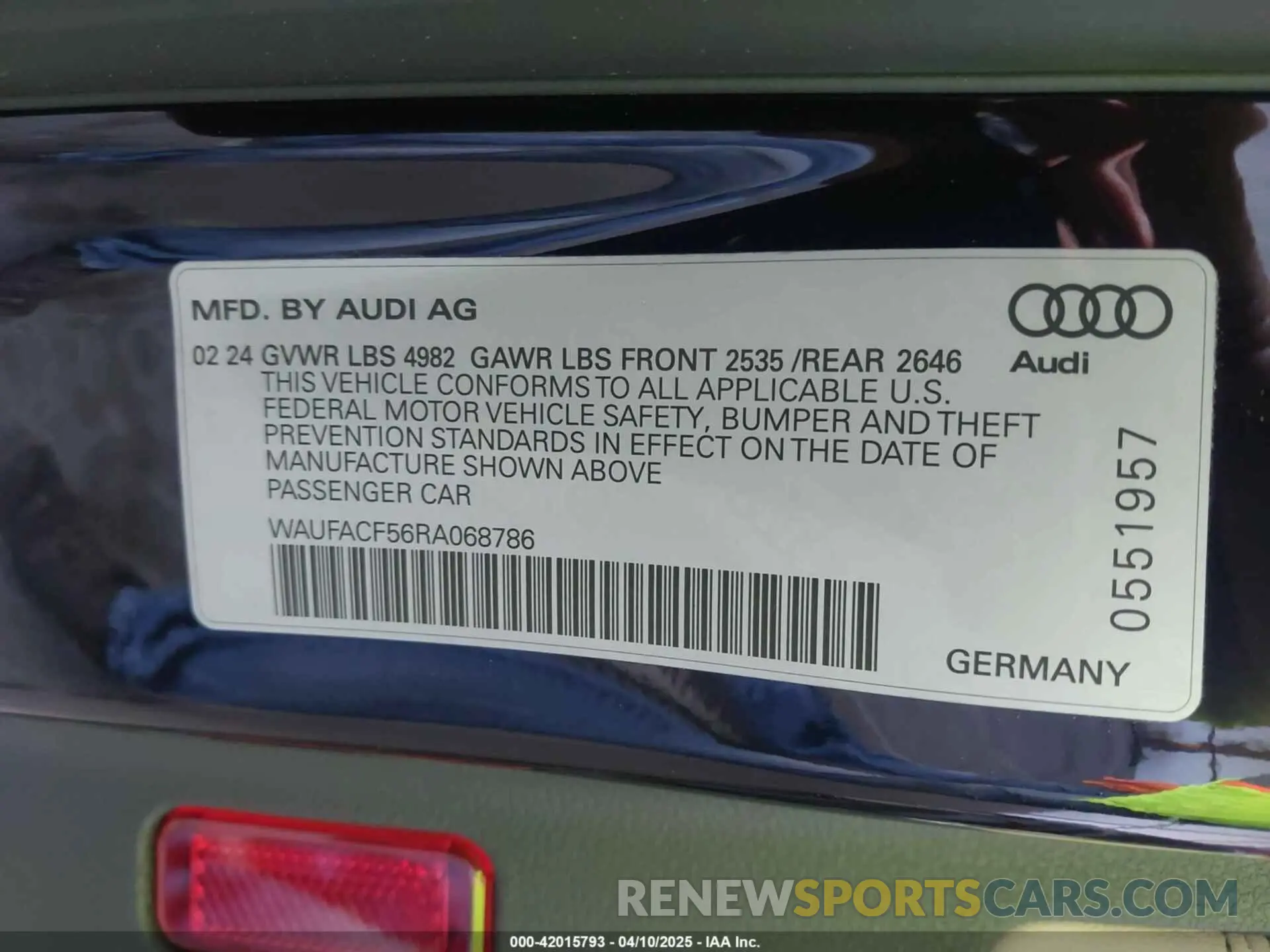 9 Photograph of a damaged car WAUFACF56RA068786 AUDI A5 SPORTBACK 2024