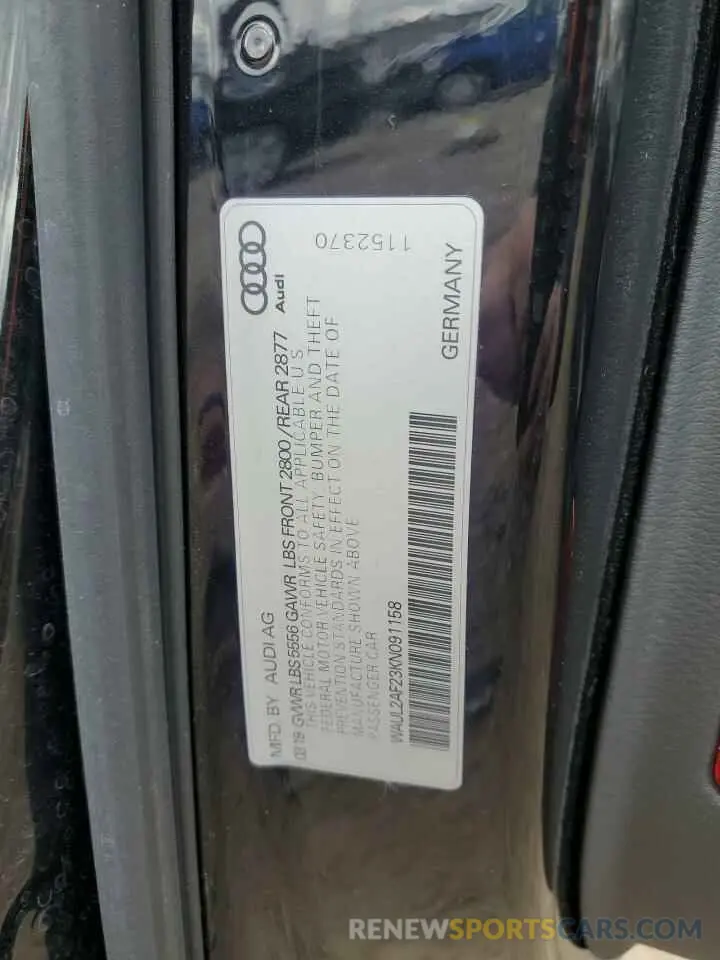14 Фотография поврежденного автомобиля WAUL2AF23KN091158 AUDI A6 2019