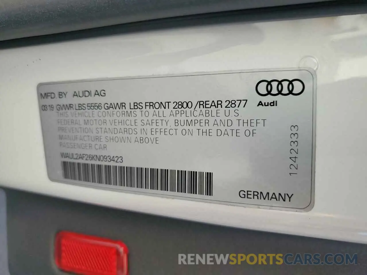 12 Photograph of a damaged car WAUL2AF26KN093423 AUDI A6 2019