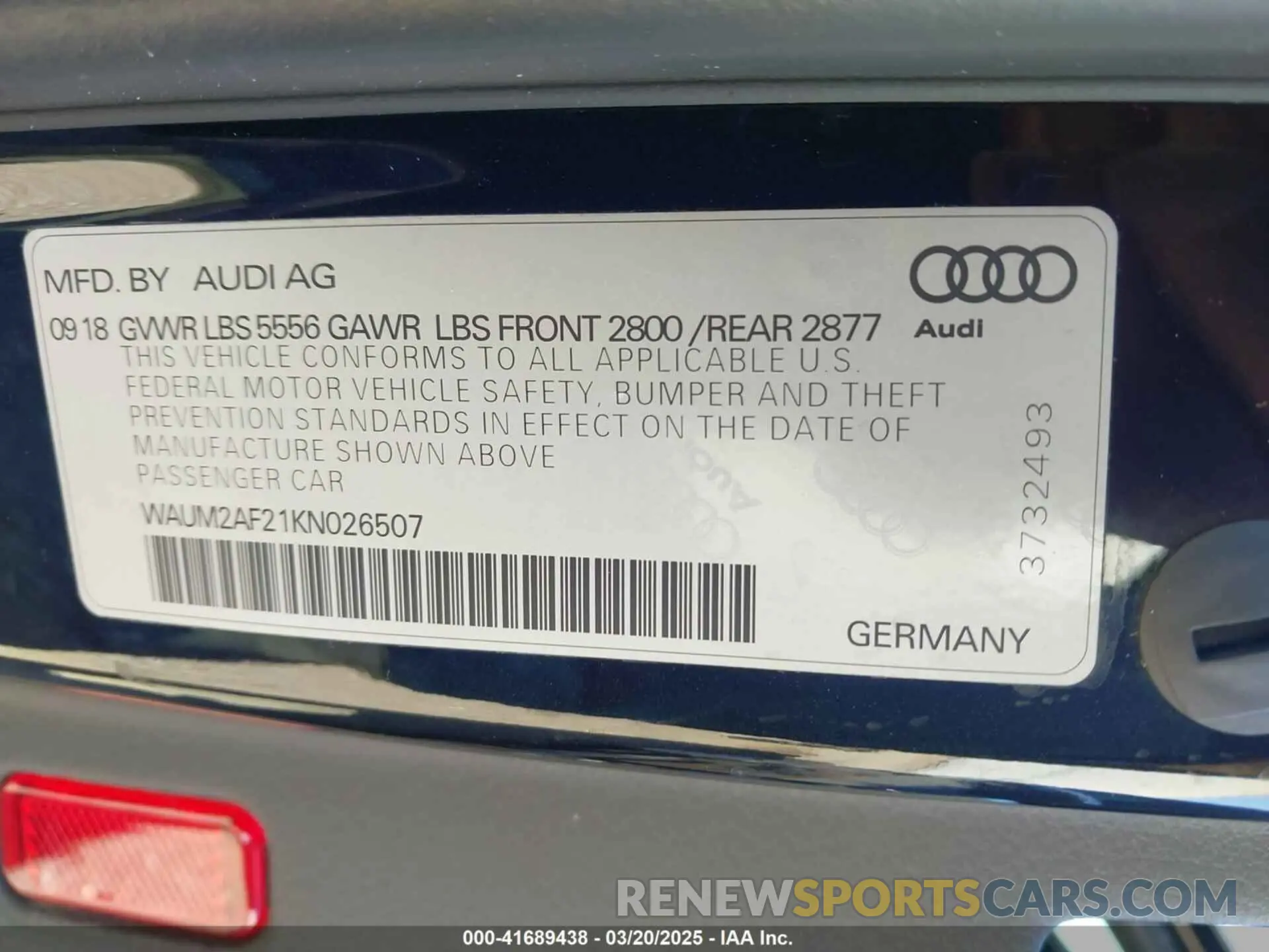 9 Photograph of a damaged car WAUM2AF21KN026507 AUDI A6 2019