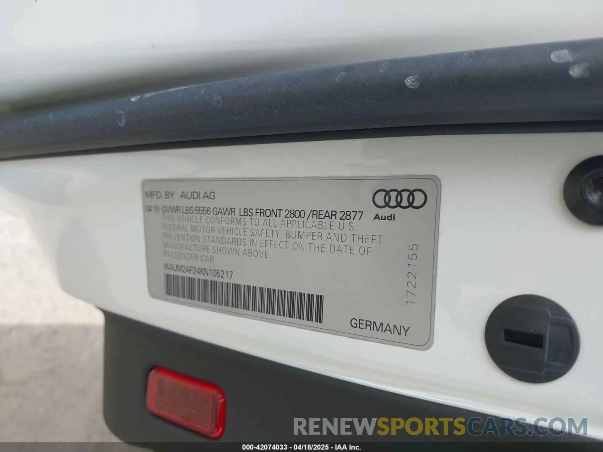 9 Фотография поврежденного автомобиля WAUM2AF24KN105217 AUDI A6 2019