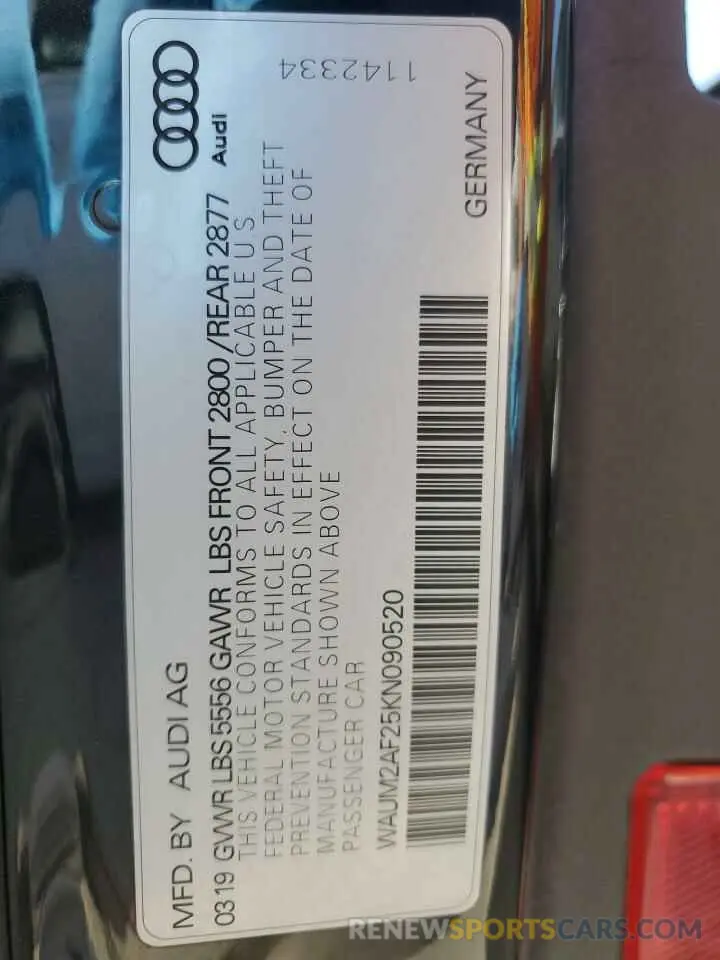 12 Photograph of a damaged car WAUM2AF25KN090520 AUDI A6 2019
