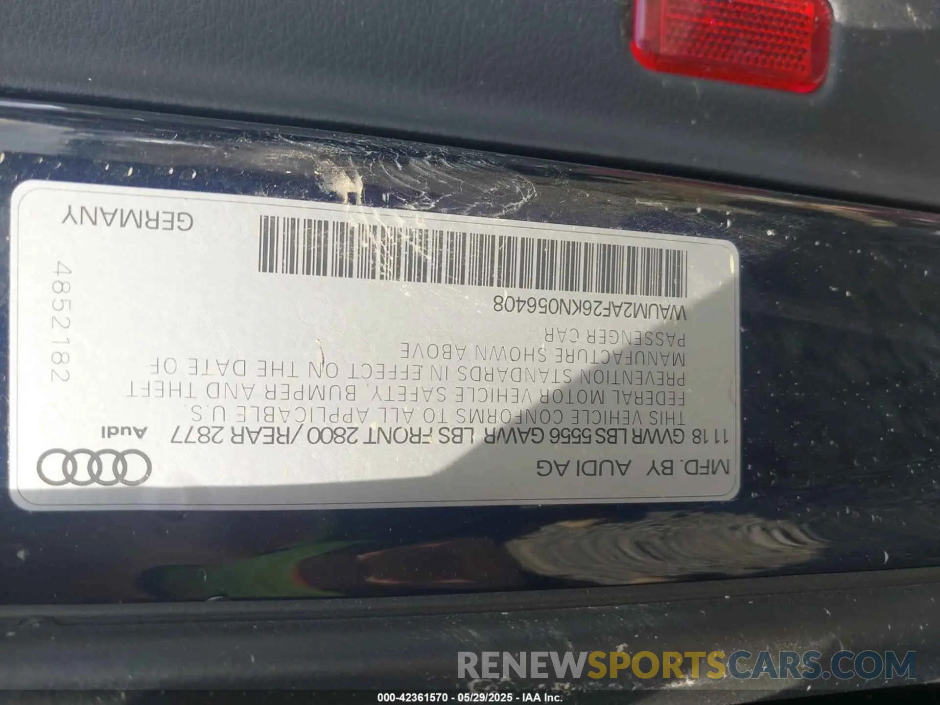 9 Photograph of a damaged car WAUM2AF26KN056408 AUDI A6 2019